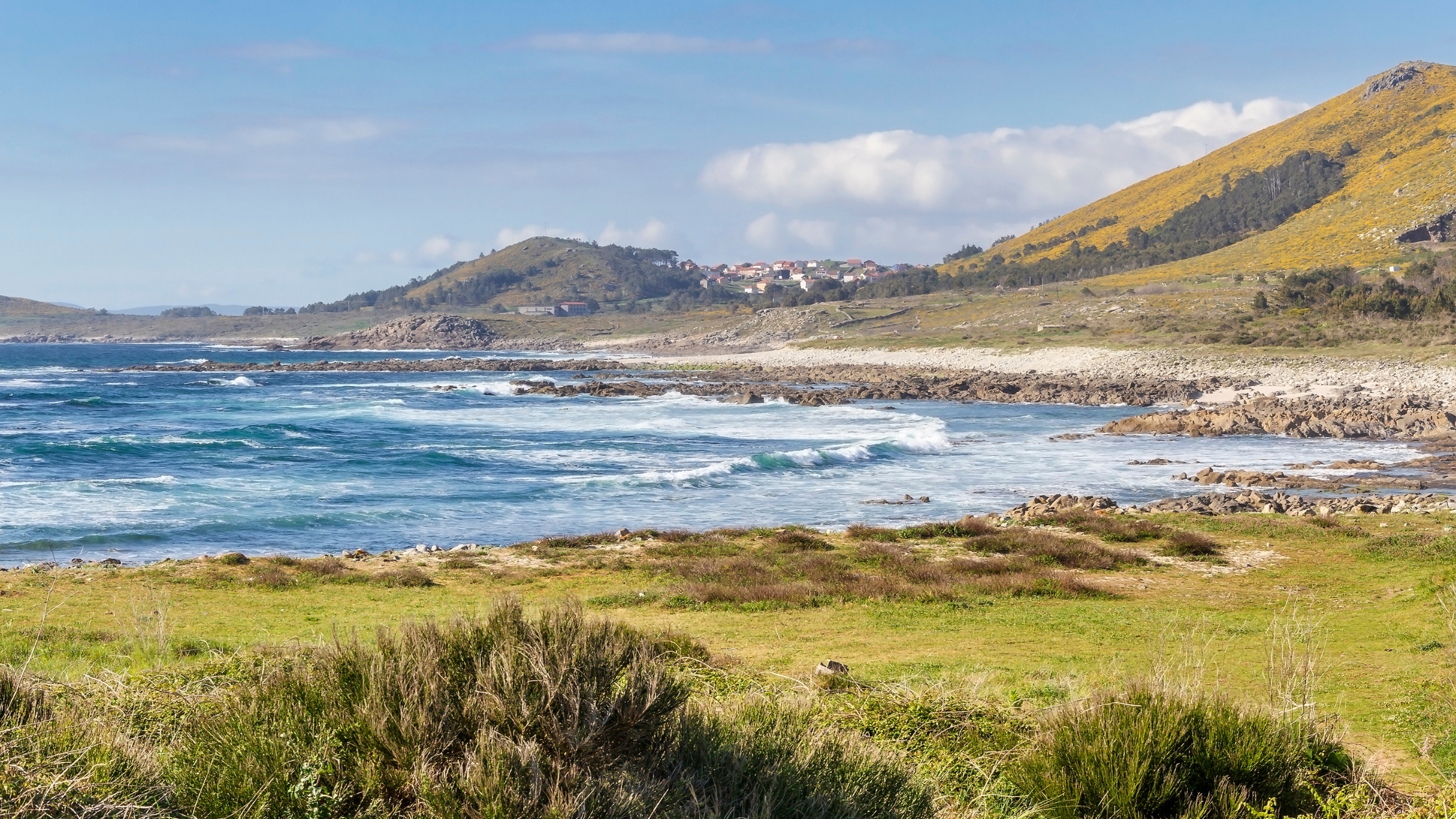 Wild Atlantic coastline with breaking waves, northern Spain